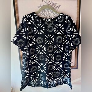 Madewell Black White Geo Floral Print Blouse | Size M | Boho Minimalist Chic